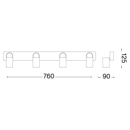 Ideal Lux - LED Kohtvalgusti RUDY 4xGU10/7W/230V CRI 90 must