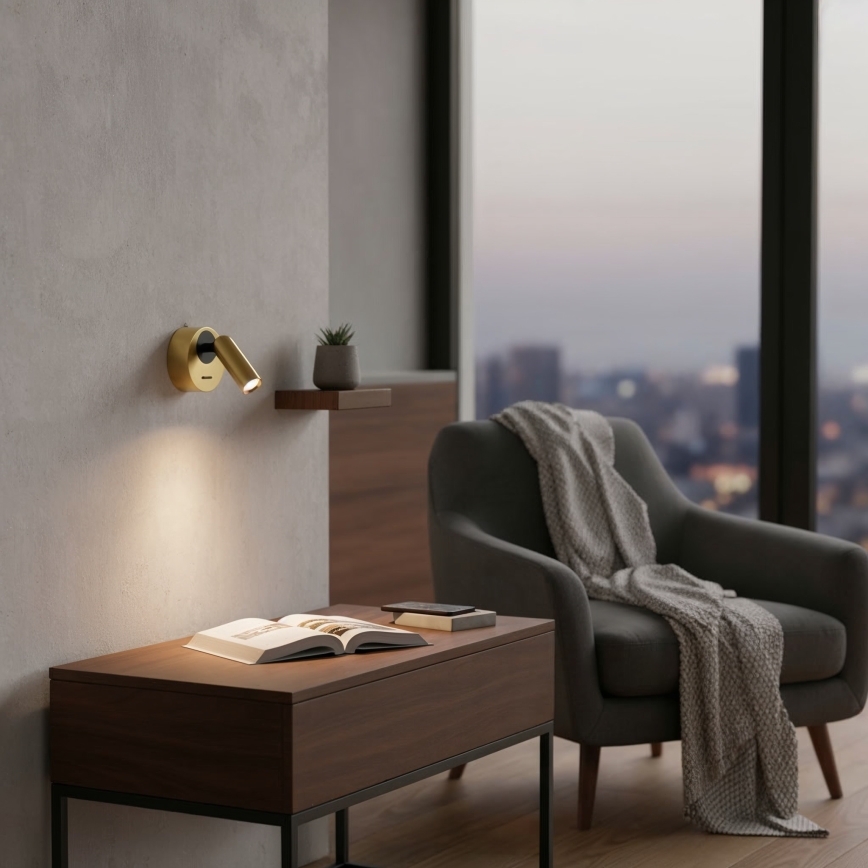 Ideal Lux - LED Kohtvalgusti seinale BEAN LED/3W/230V CRI 90 messing