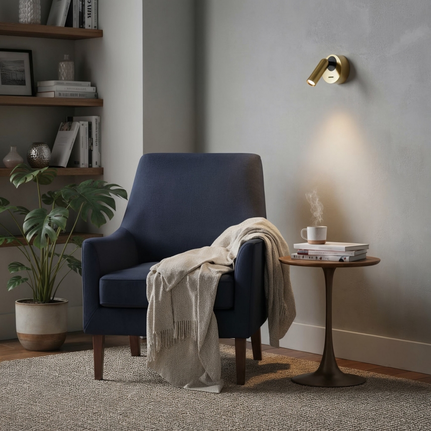 Ideal Lux - LED Kohtvalgusti seinale BEAN LED/3W/230V CRI 90 messing