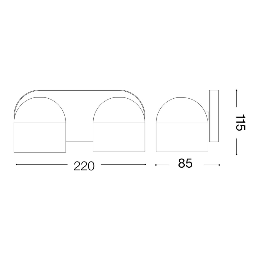 Ideal Lux - LED Kohtvalgusti seinale DODO 2xGX53/9W/230V must