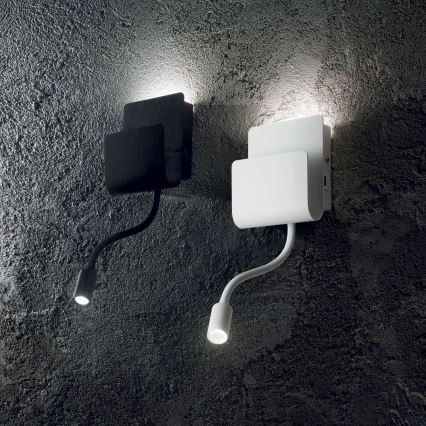 Ideal Lux - LED Kohtvalgusti seinale koos paindlik väike lamp PROBE LED/9,5W/230V USB CRI 90 must