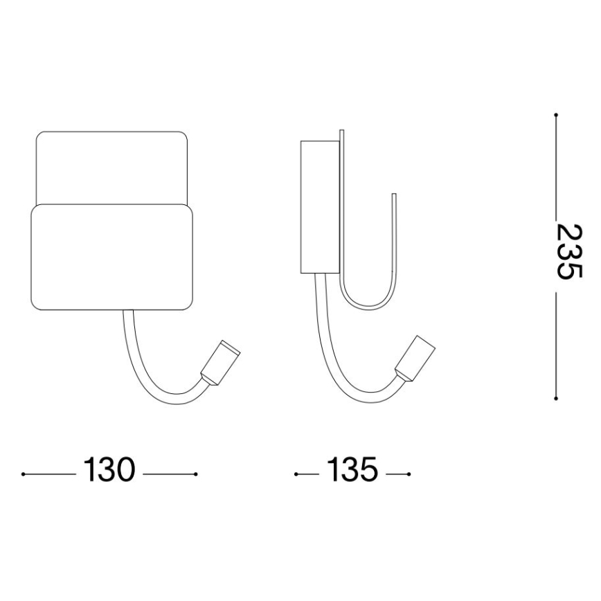 Ideal Lux - LED Kohtvalgusti seinale koos paindlik väike lamp PROBE LED/9,5W/230V USB CRI 90 must