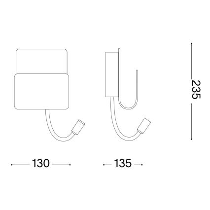 Ideal Lux - LED Kohtvalgusti seinale koos paindlik väike lamp PROBE LED/9,5W/230V USB CRI 90 valge