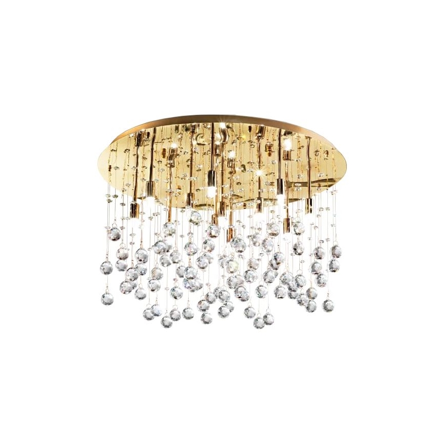 Ideal Lux - LED Kristallist laevalgusti MOONLIGHT 15xG9/3W/230V d. 80 cm kuldne