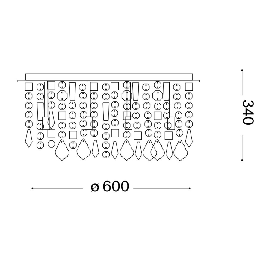 Ideal Lux - LED Kristallist laevalgusti ROYAL 12xG9/3W/230V d. 60 cm läikiv kroom