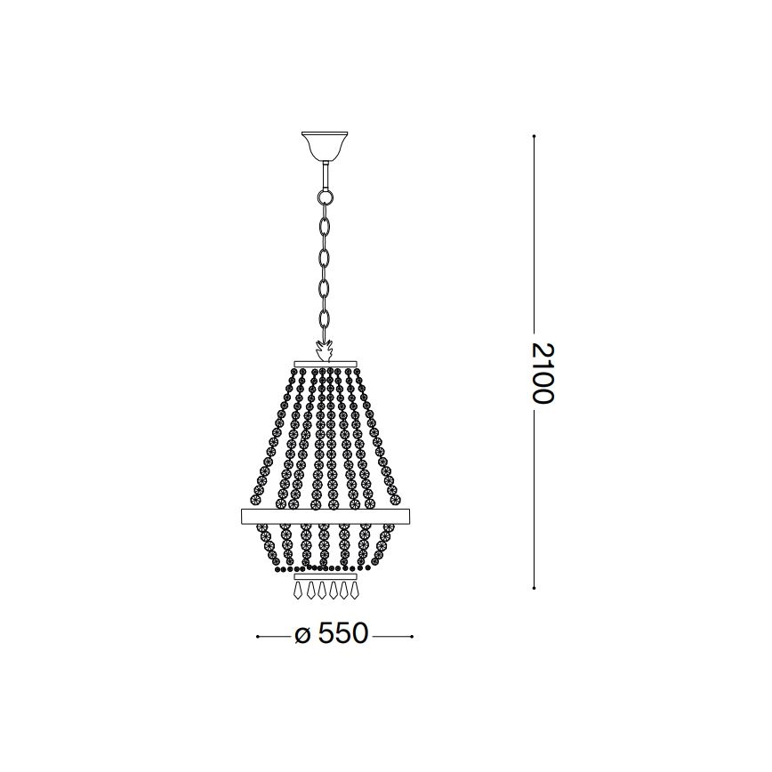 Ideal Lux - LED-kristallkroonlühter CAESAR ketiga, 12xG9/3W/230V, läbimõõt 55 cm, kuldne