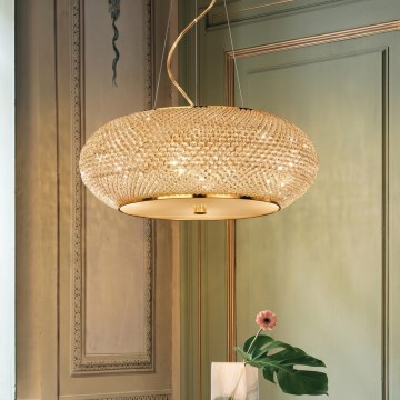 Ideal Lux - LED-kristalllühter kaablil PASHA 14xE14/40W/230V, läbimõõt 65 cm, kuldne