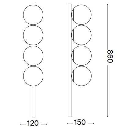 Ideal Lux - LED Laevalgusti BINOMIO 4xG9/3W/230V must