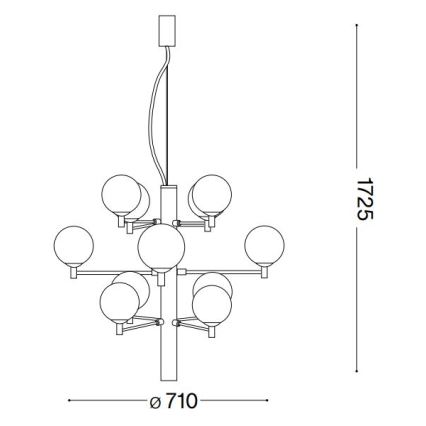 Ideal Lux - LED Lühter COPERNICO 12xG9/3W/230V d. 71 cm must