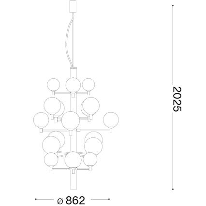 Ideal Lux - LED Lühter COPERNICO 20xG9/3W/230V d. 86 cm must