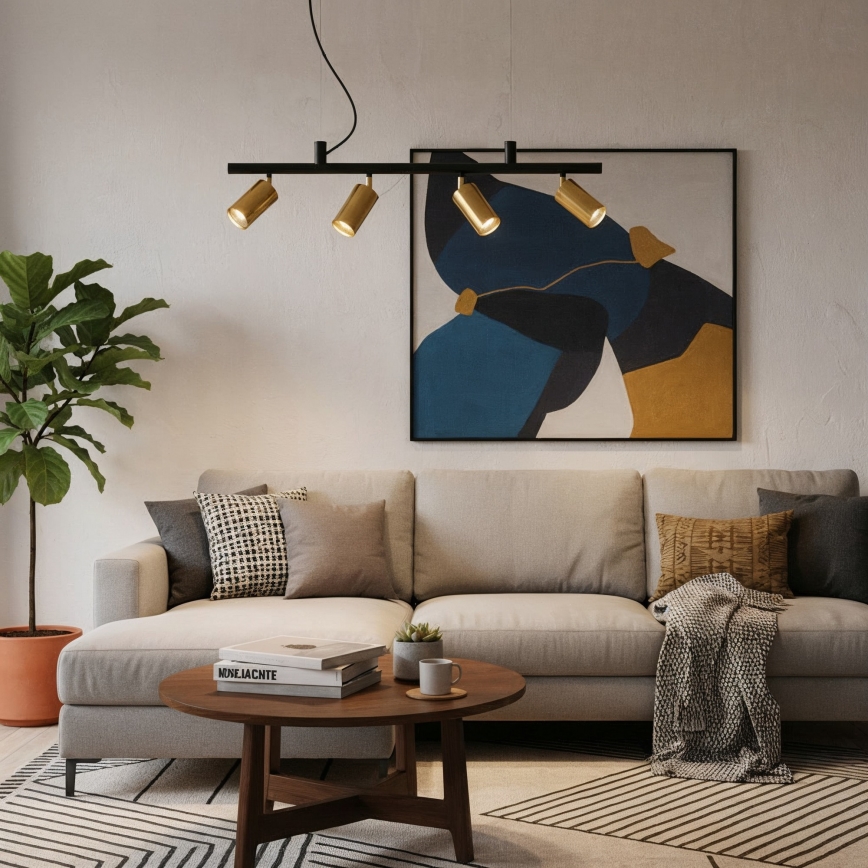 Ideal Lux - LED Lühter DYNAMITE 4xGU10/7W/230V CRI 90 must/messing