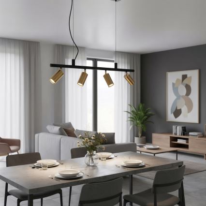 Ideal Lux - LED Lühter DYNAMITE 4xGU10/7W/230V CRI 90 must/messing