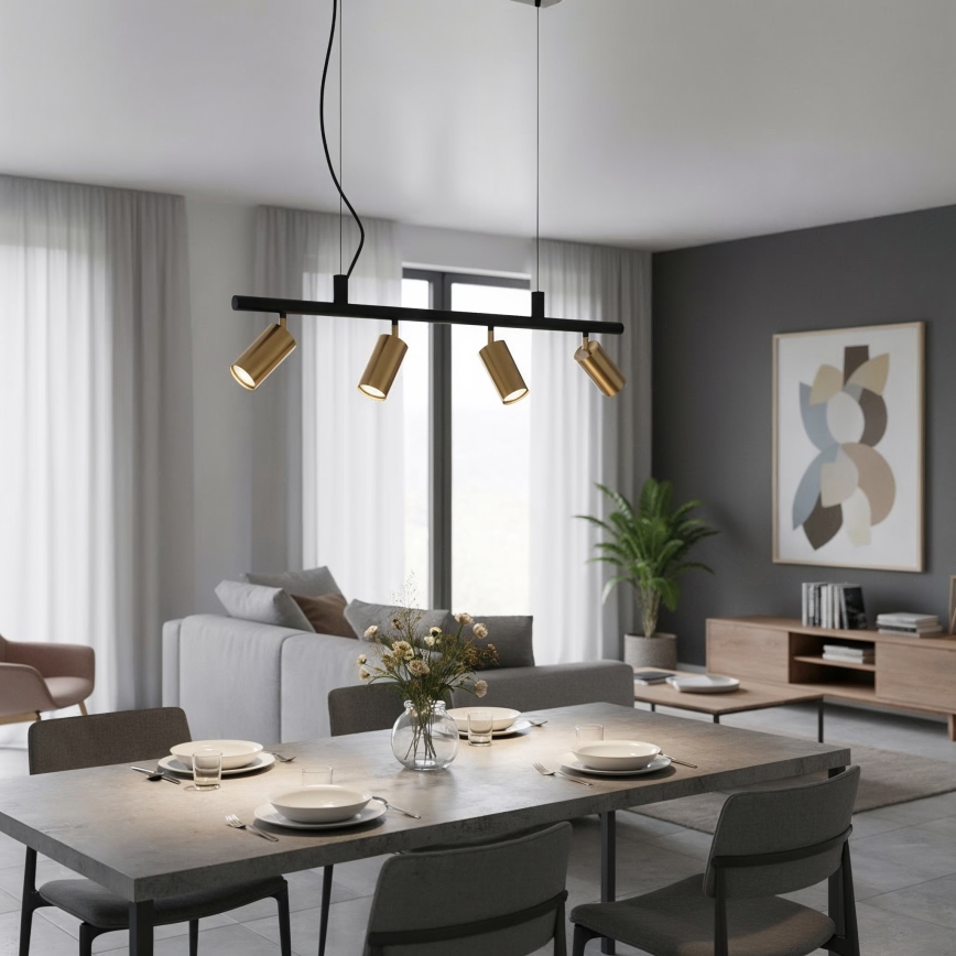 Ideal Lux - LED Lühter DYNAMITE 4xGU10/7W/230V CRI 90 must/messing