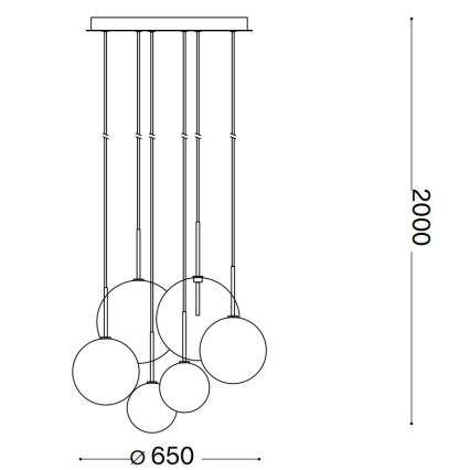 Ideal Lux - LED Lühter EQUINOXE 6xG4/2W/230V d. 65 cm messing/läbipaistev