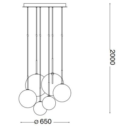 Ideal Lux - LED Lühter EQUINOXE 6xG4/2W/230V d. 65 cm messing/suitsune