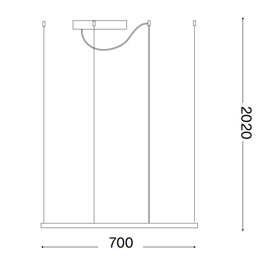 Ideal Lux - LED-rippvalgusti kaabliga ORACLE SLIM LED/44W/230V 3000K CRI 90 70x70 cm must