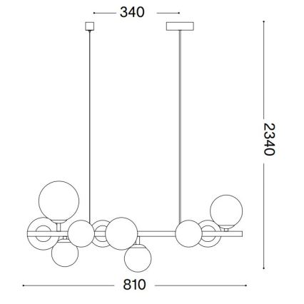 Ideal Lux - LED-lühter kaablil PERLAGE 10xG9/3W/230V 81 cm must/suitsumust