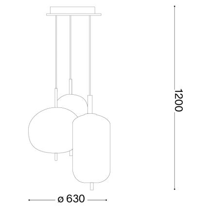 Ideal Lux - LED-lühter kaablil UMILE LED/55W/230V Ø 63 cm CRI 90 messing/valge