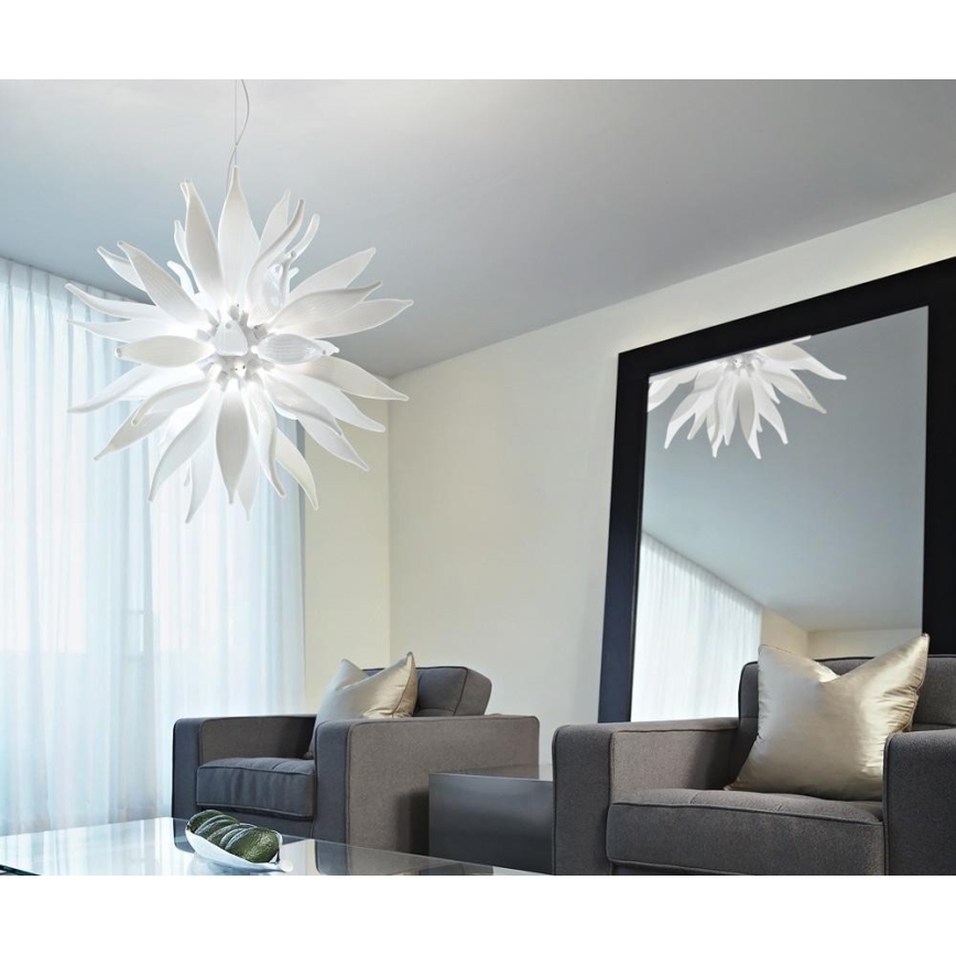Ideal Lux - LED Lühter LEAVES 12xG9/3W/230V d. 80 cm valge