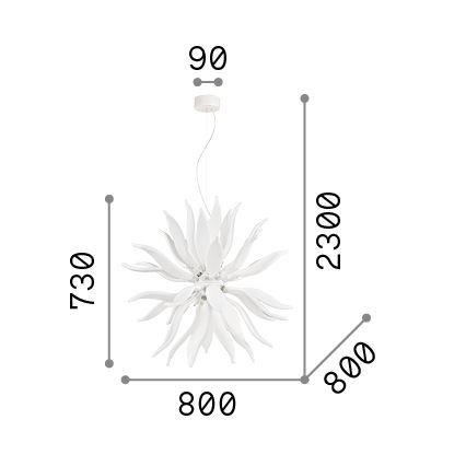 Ideal Lux - LED Lühter LEAVES 12xG9/3W/230V d. 80 cm valge