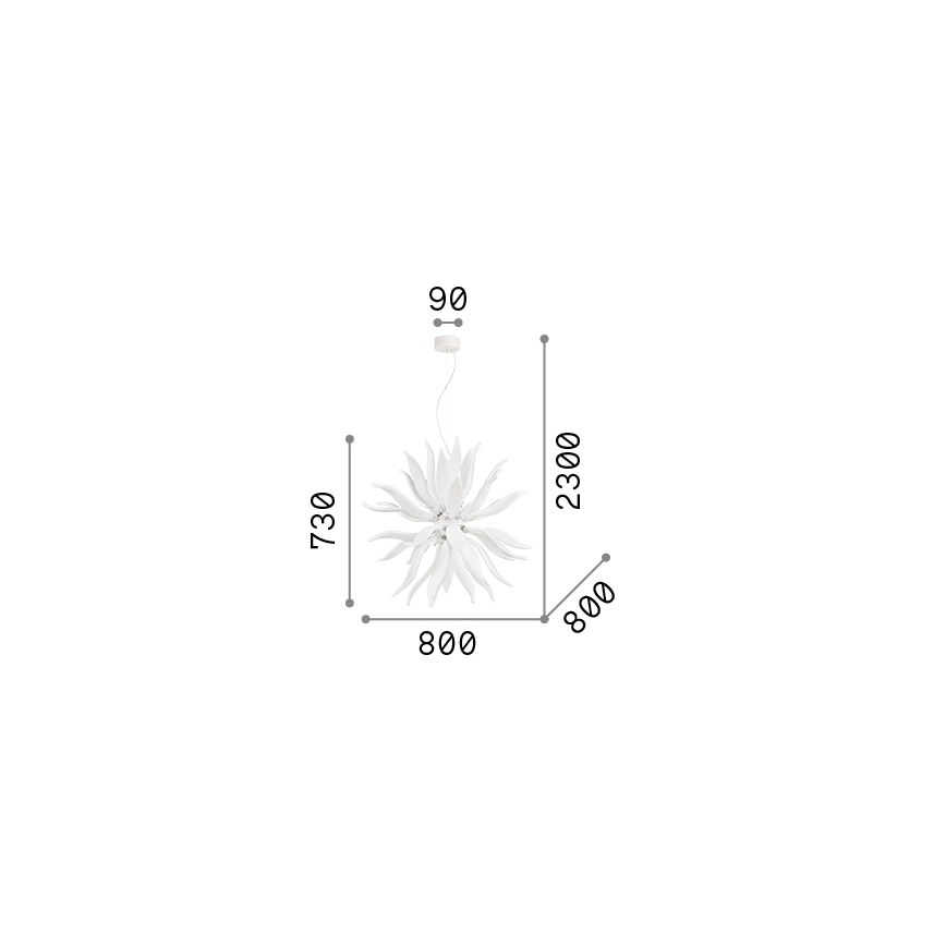 Ideal Lux - LED Lühter LEAVES 12xG9/3W/230V d. 80 cm valge