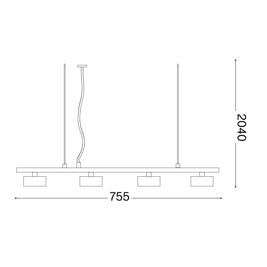 Ideal Lux - LED Lühter MINOR 4xGX53/9W/230V 75,5 cm must