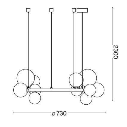Ideal Lux - LED Lühter PERLAGE 11xG9/3W/230V d. 73 cm kuldne/suitsune