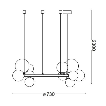 Ideal Lux - LED Lühter PERLAGE 11xG9/3W/230V d. 73 cm kuldne/valge