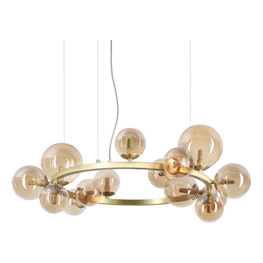 Ideal Lux - LED Lühter PERLAGE 14xG9/3W/230V d. 85 cm kuldne/suitsune