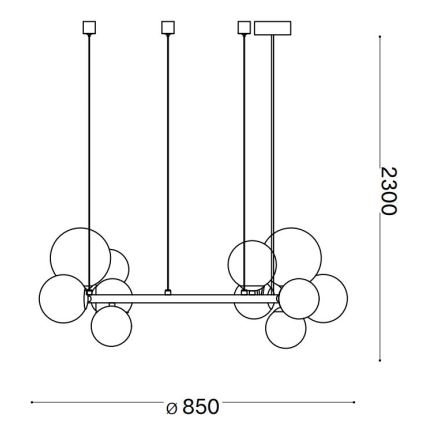 Ideal Lux - LED Lühter PERLAGE 14xG9/3W/230V d. 85 cm must/suitsune