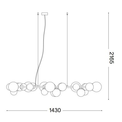 Ideal Lux - LED Lühter PERLAGE 30xG9/3W/230V 143 cm must/suitsune
