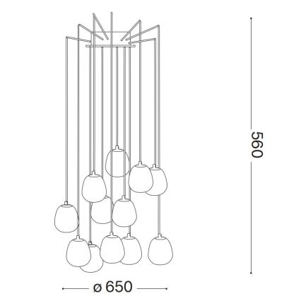 Ideal Lux - LED Lühter RHAPSODY 12xG9/3W/230V messing