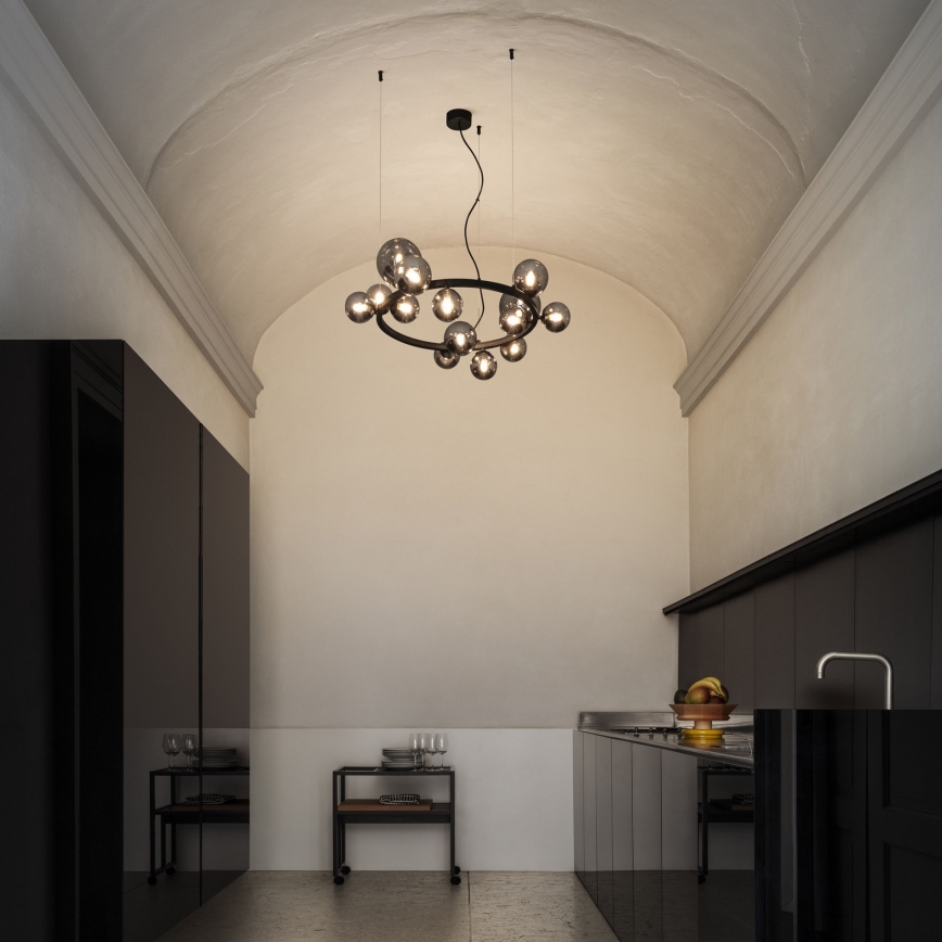 Ideal Lux - LED-lühter riputuskaabliga PERLAGE 14xG9/3W/230V läbimõõt 85 cm must/suitsumust