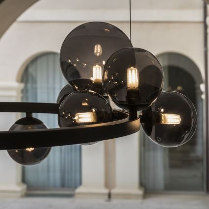 Ideal Lux - LED-lühter riputuskaabliga PERLAGE 14xG9/3W/230V läbimõõt 85 cm must/suitsumust