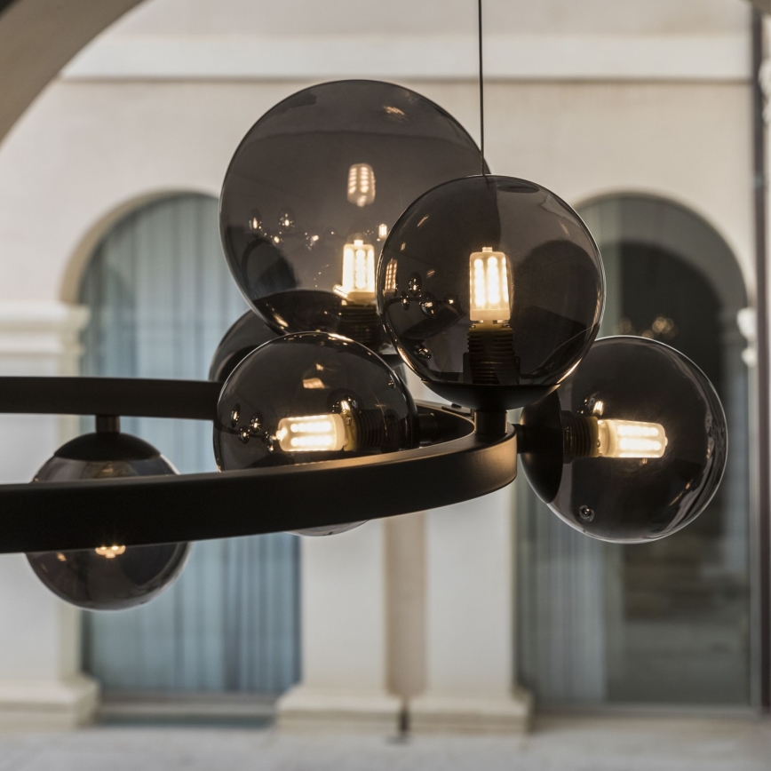 Ideal Lux - LED-lühter riputuskaabliga PERLAGE 14xG9/3W/230V läbimõõt 85 cm must/suitsumust