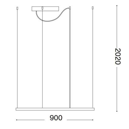Ideal Lux - LED-rippvalgusti kaabliga ORACLE SLIM LED/53W/230V 3000K CRI 90 90x90 cm must