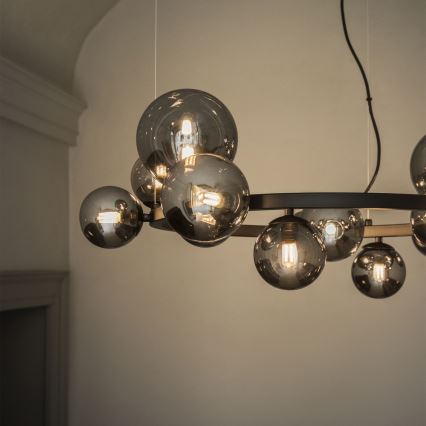 Ideal Lux - LED-rippvalgusti kaablil PERLAGE 11xG9/3W/230V läbimõõt 73 cm must/suitsutud must