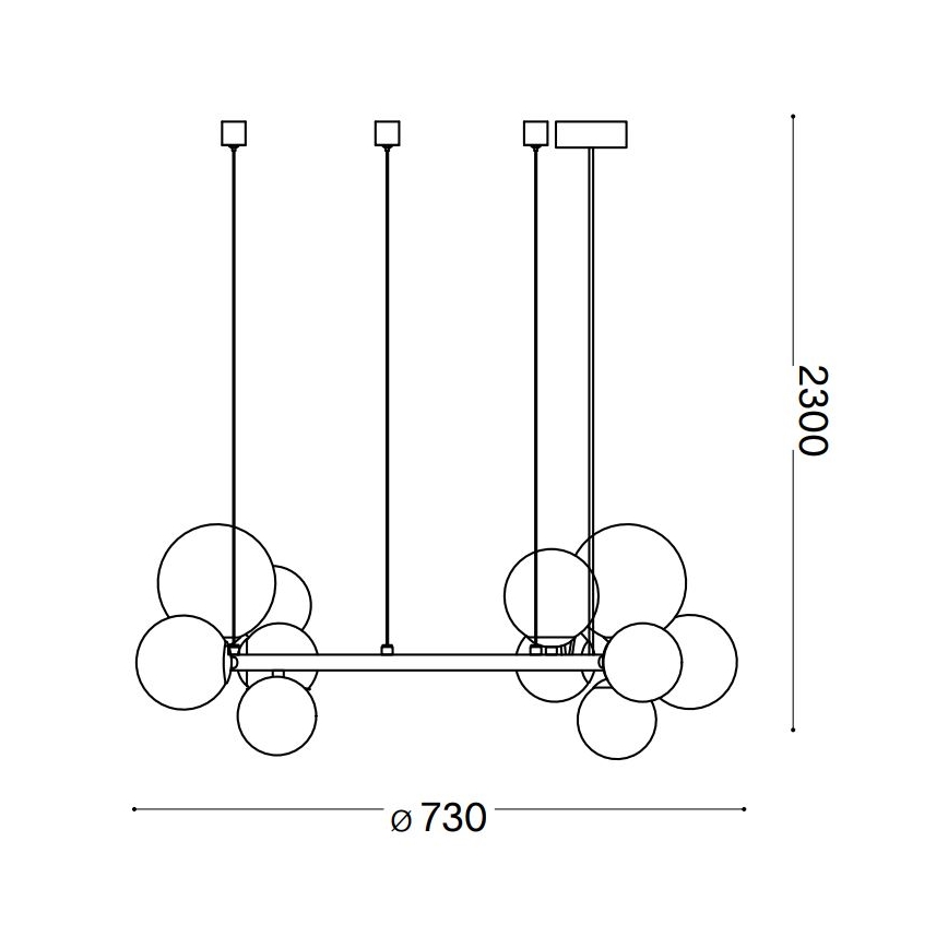 Ideal Lux - LED-rippvalgusti kaablil PERLAGE 11xG9/3W/230V läbimõõt 73 cm must/suitsutud must