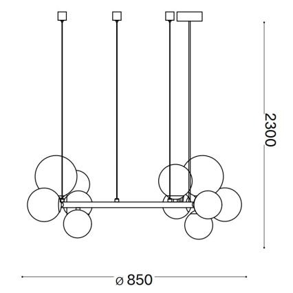 Ideal Lux - PERLAGE LED-lühter kaablil 14×G9/3W/230V, läbimõõt 85 cm, kuldne/suitsune beež