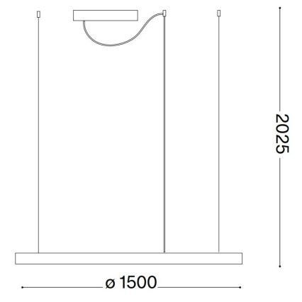 Ideal Lux - LED-hämardatav rippvalgusti kaablil ORACLE SLIM, 77 W, 230 V, 3000 K, CRI 90, läbimõõt 150 cm, valge