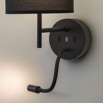 Ideal Lux - LED Paindlik lamp kinnitusega KOMPLEKT UP 1xE27/42W + LED/3W/230V CRI 90 USB must