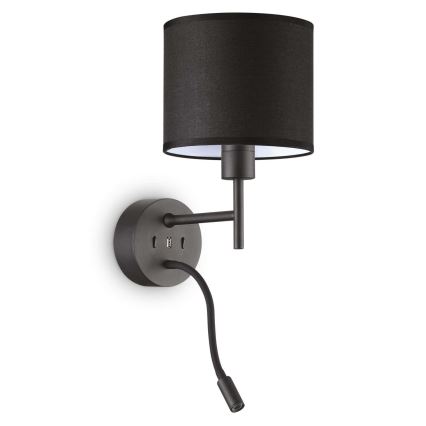 Ideal Lux - LED Paindlik lamp kinnitusega KOMPLEKT UP 1xE27/42W + LED/3W/230V CRI 90 USB must