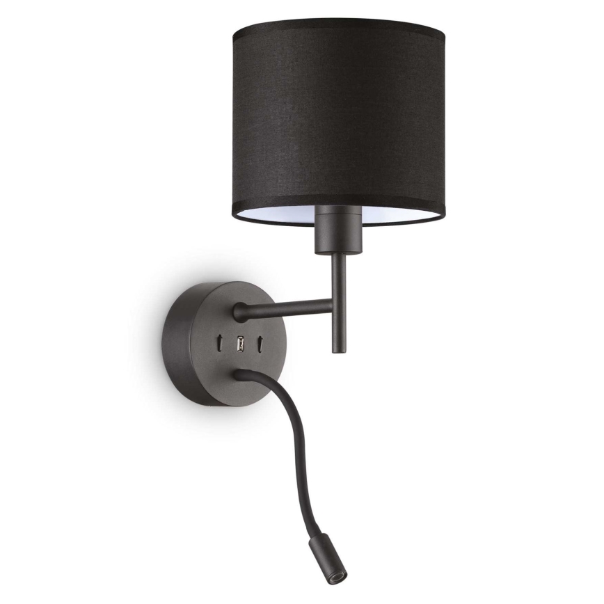 Ideal Lux - LED Paindlik lamp kinnitusega KOMPLEKT UP 1xE27/42W + LED/3W/230V CRI 90 USB must
