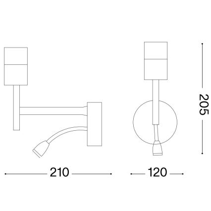 Ideal Lux - LED Paindlik lamp kinnitusega KOMPLEKT UP 1xE27/42W + LED/3W/230V CRI 90 USB must