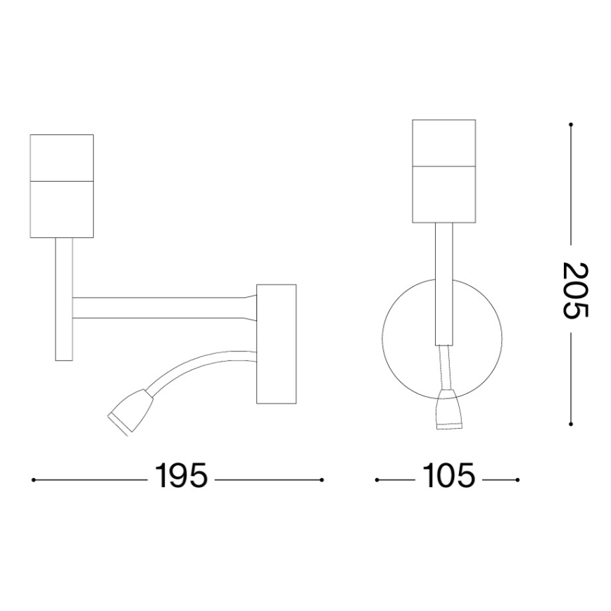 Ideal Lux - LED Paindlik lamp kinnitusega KOMPLEKT 1xE27/42W + LED/3W/230V CRI 90 USB kuldne