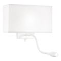 Ideal Lux - LED Paindlik seinalamp HOTEL 1xE27/60W/230V + LED/1,5W valge