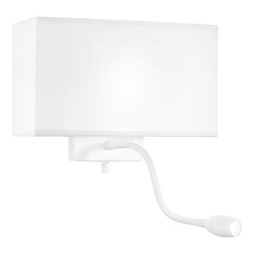 Ideal Lux - LED Paindlik seinalamp HOTEL 1xE27/60W/230V + LED/1,5W valge