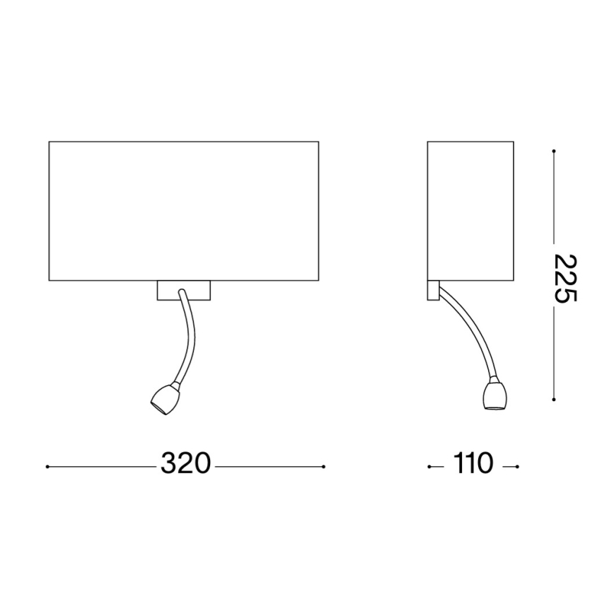 Ideal Lux - LED Paindlik seinalamp HOTEL 1xE27/60W + LED/1,5W/230V