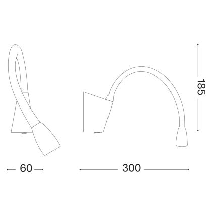 Ideal Lux - LED Paindlik väike lamp GOOSE LED/3W/230V CRI 90 must