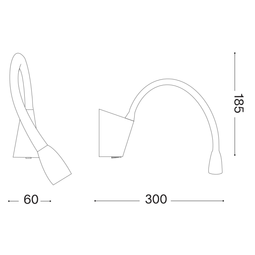 Ideal Lux - LED Paindlik väike lamp GOOSE LED/3W/230V CRI 90 must